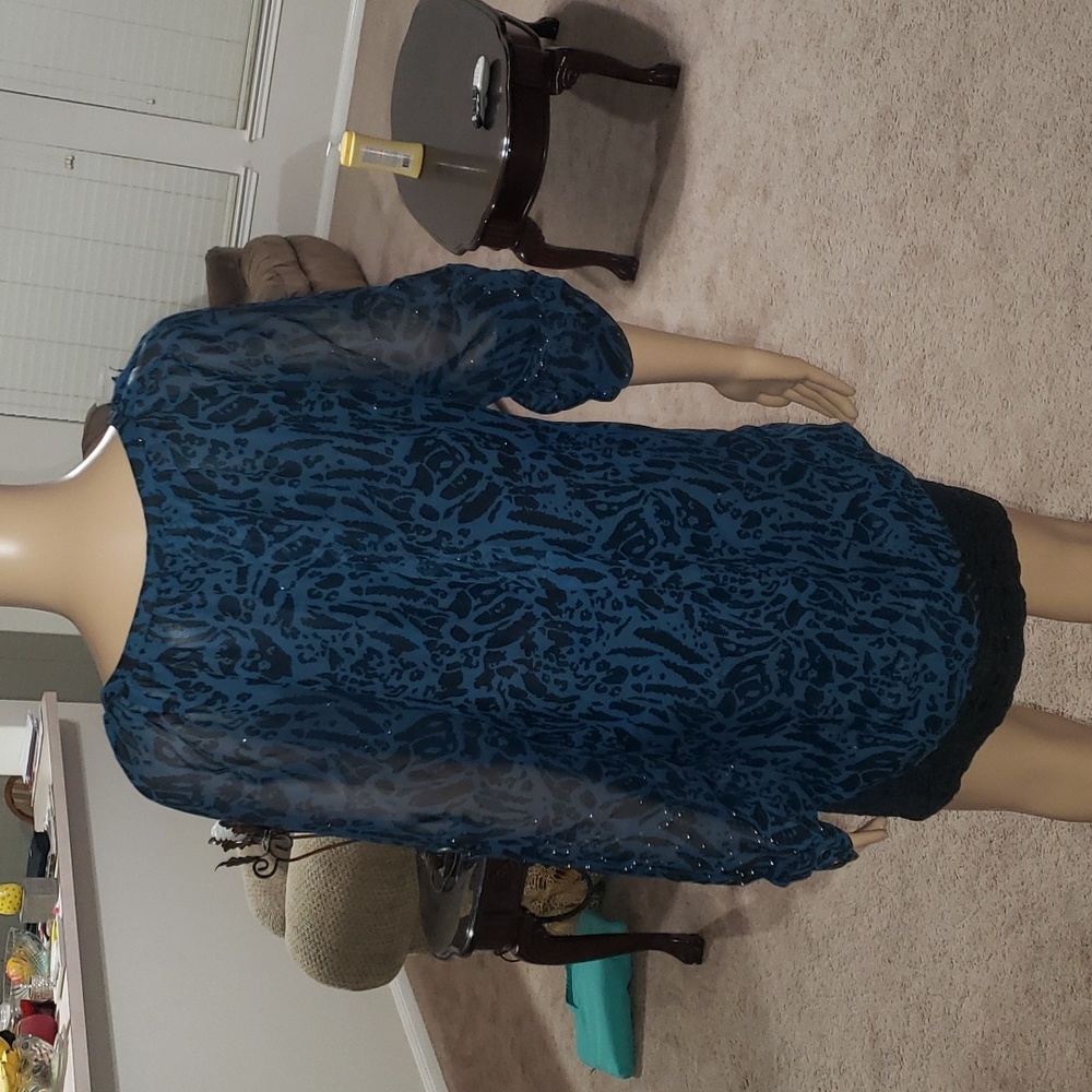 Grace Elements Womens Blouse Small Blue Animal Pr… - image 4